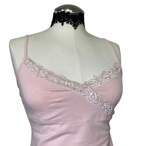 VTG Y2K GAP Coquette Baby Pink Sequin & Lace Cami - Picture 3 of 9